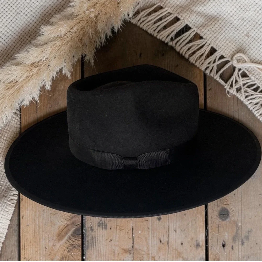 NEW Lack of Color Noir‎ Rancher Hat Black Wool Fedora Western Size Medium Boho